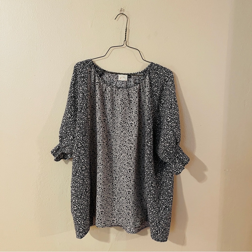 Black and White Floral Blouse